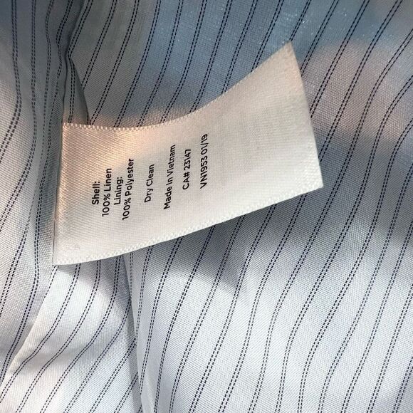 Talbots Blazer Womens 8 Blue Long-Sleeve Notch Lapel One Button Linen - Picture 7 of 9